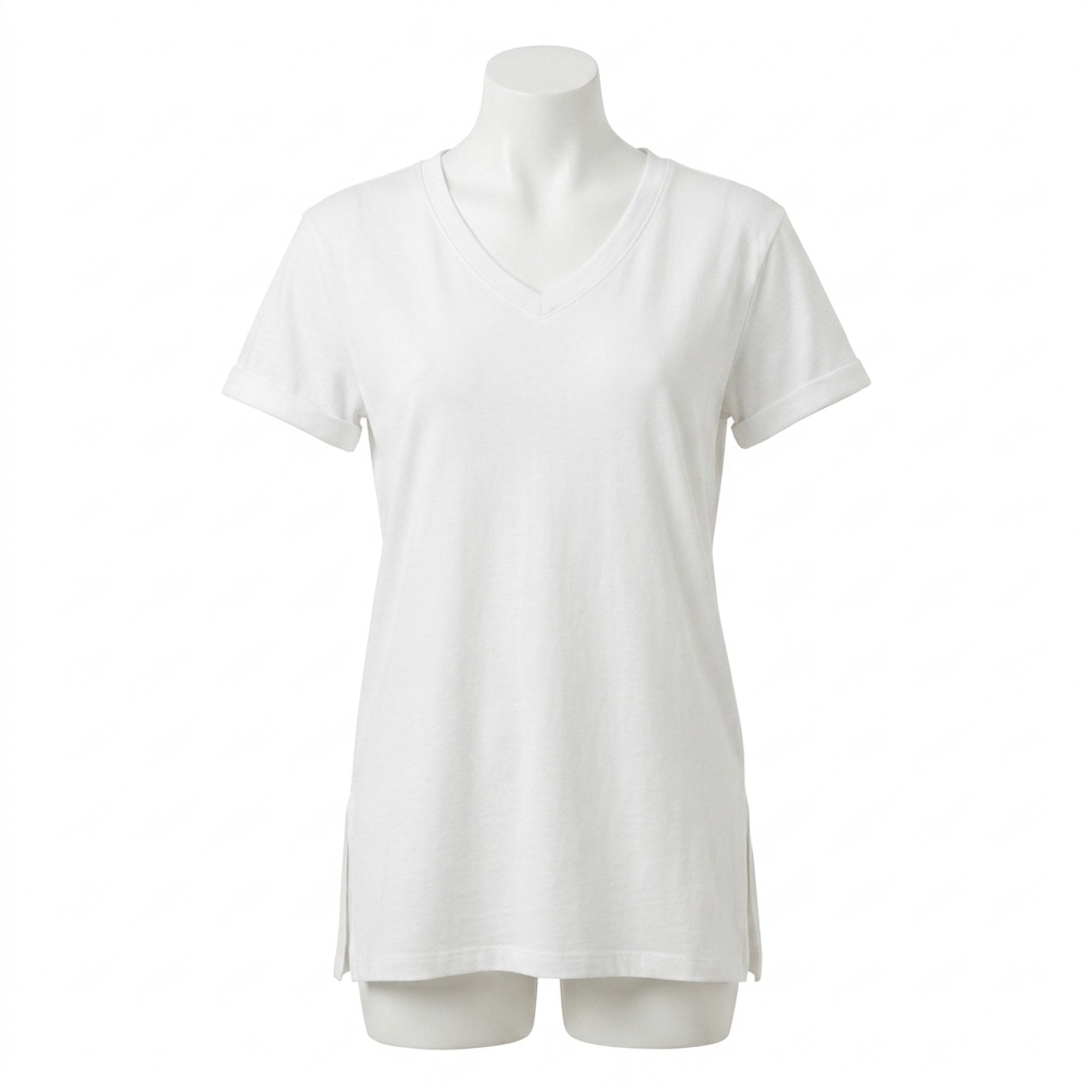 NEW AMBAR v-neck plain short sleeve t-shirt in white